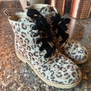 Wonder Nation Leopard Print Kids Boots with Black Velvet Laces